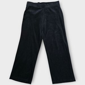 Coldwater Creek Black Velour Pull On Pants Size MP Wide Leg Comfortable